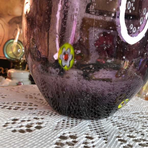 Millefiori Purple Glass Vase - Picture 5 of 6